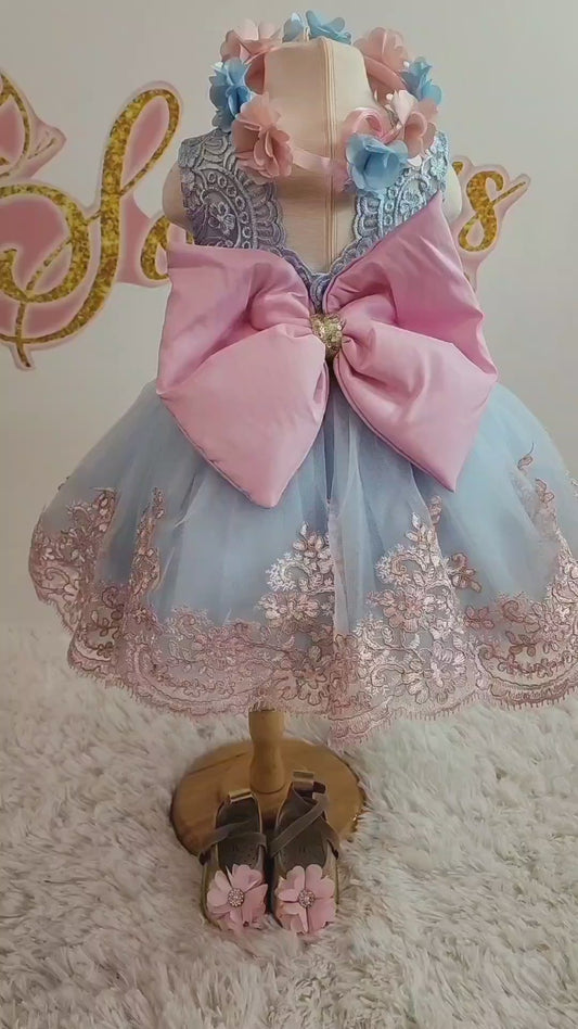 Princess  Lace Dress Blue & Pink ACCESORIES NOT INCLUDED